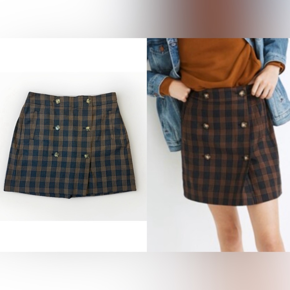 Madewell Plaid Double-Breasted Mini Skirt SZ Large